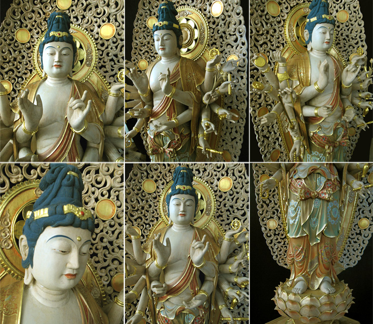 木彫 楠 准胝観音菩薩立像 極彩色仕上げ 仏像 彫刻作品の販売 【株式