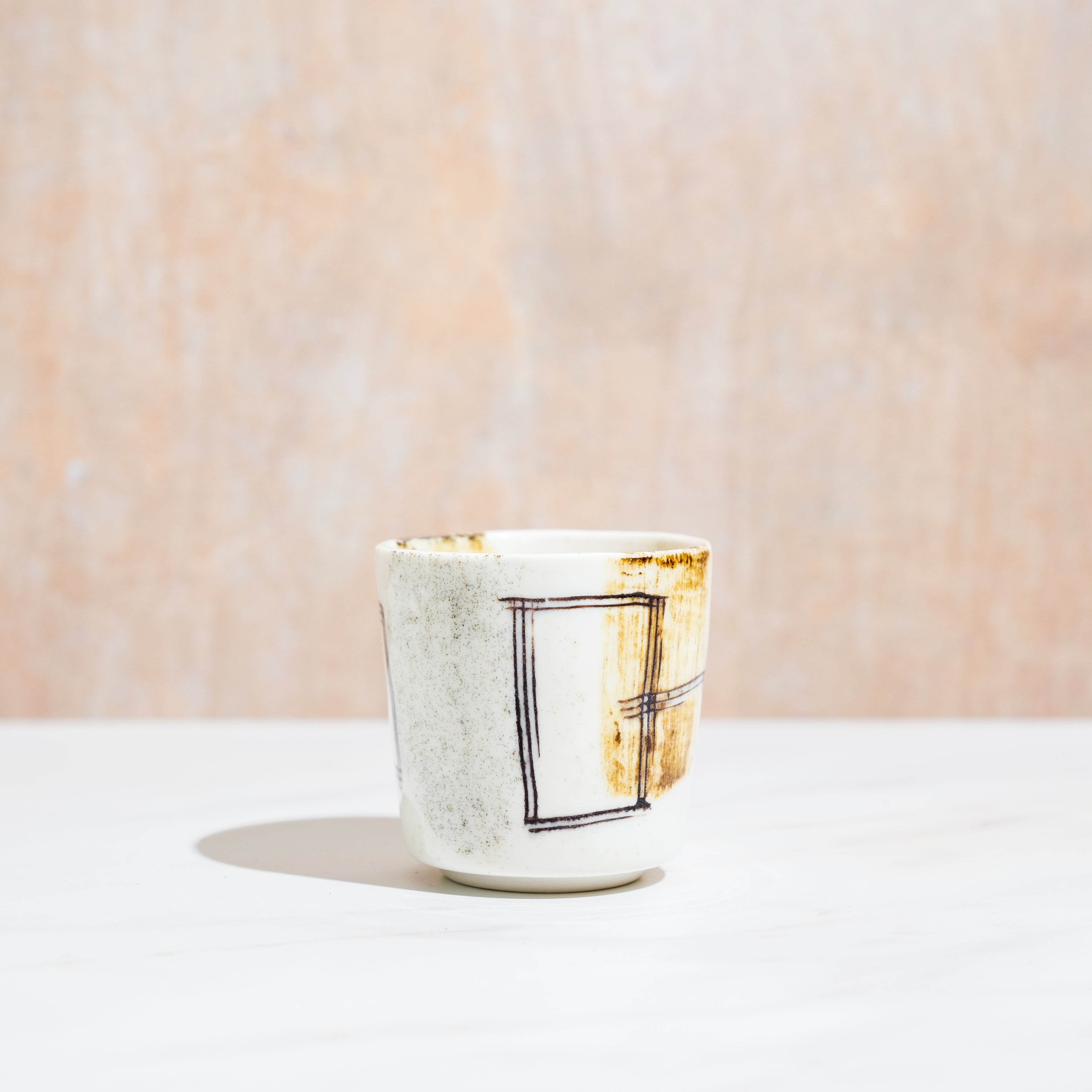 Handmade Japanese Mishima Yunomi Tea Cup with Oregon Sand | Mizuba