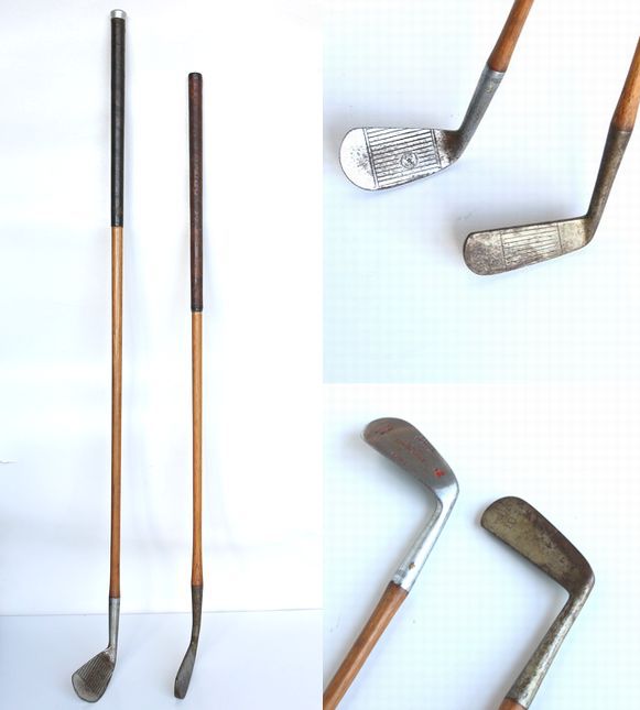 英国製アンティーク壁掛レトロ木製ゴルフクラブ手作り彫刻5本ゴルフ