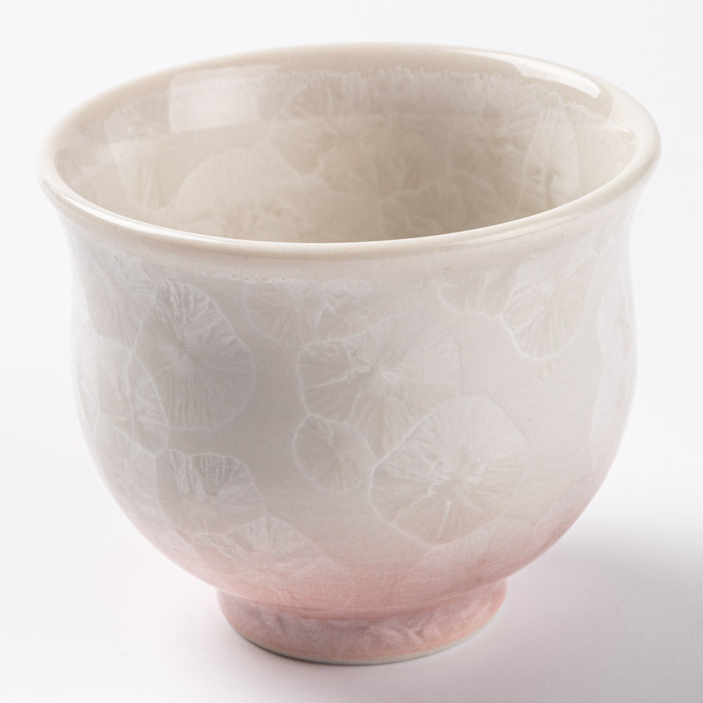 京焼・清水焼 陶あん 花結晶 ぐい呑み（桃白） ¥4,400 大人の焼き物