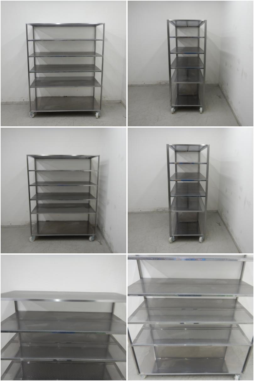 中古】 A07269 ステンレス パンラック 6段 キャスター付 パンチング