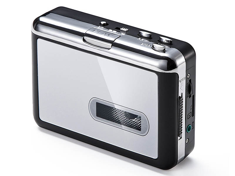 サンワ、microSD録音のカセットプレーヤー。自動分割対応、外部入力で