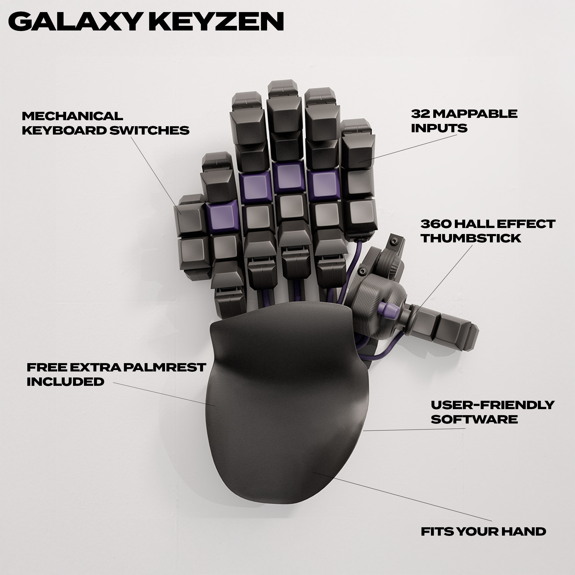 Galaxy Purple Azeron Cyborg II: Ergonomic Keypad For PC Gaming