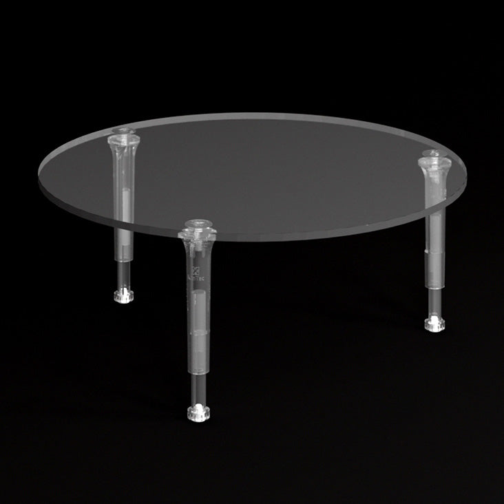 ディスプレイスタンド】伸縮クリアポール 円形板｜店舗備品・店舗什器