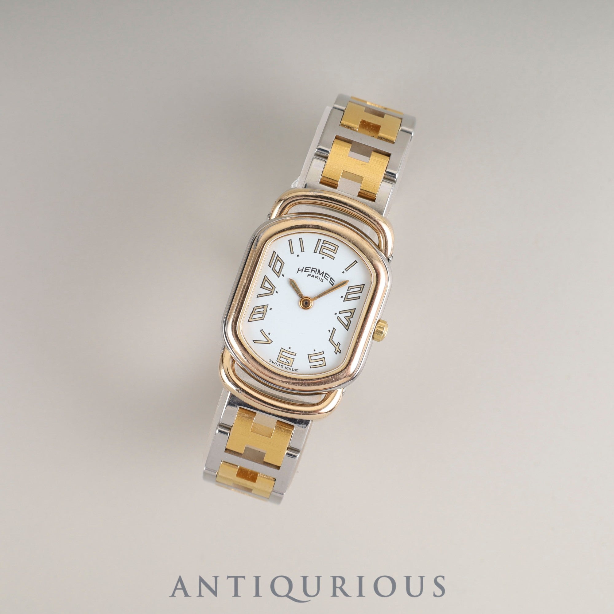 エルメス ラリー 77.03 クォーツ Cal.976.001 SS/GP SS/GP ホワイト