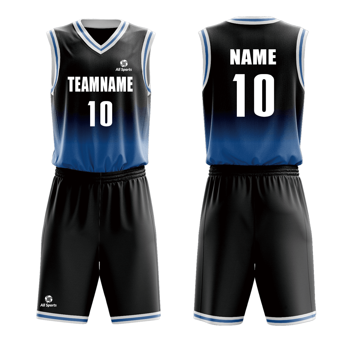 All Sports | 昇華 バスケ ユニフォーム 上下セット FYBB2322・黒