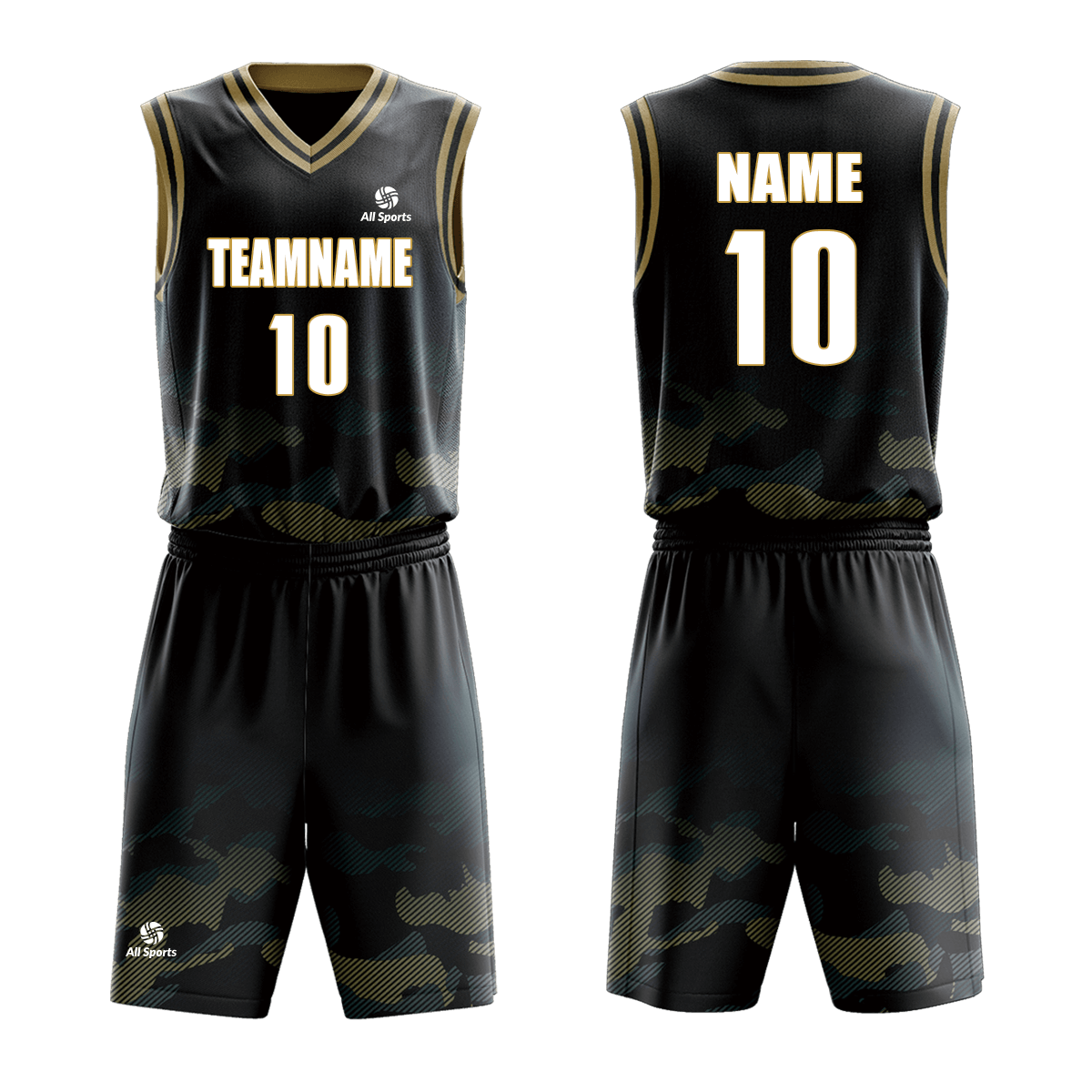 All Sports | 昇華 バスケ ユニフォーム 上下セット FYBB2327・黒
