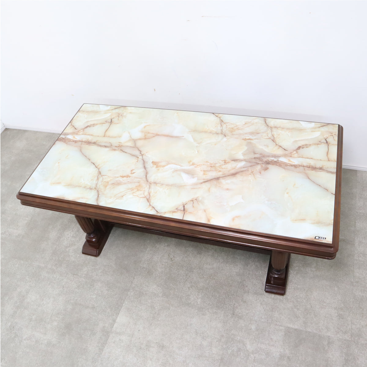 オールドカリモクの大理石調天板センターテーブル・応接テーブル