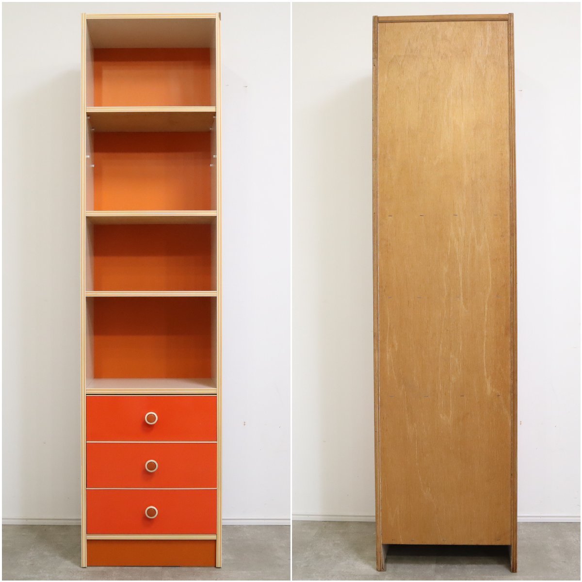 ビビットオレンジのレトロポップなキャビネット・本棚 – バナル