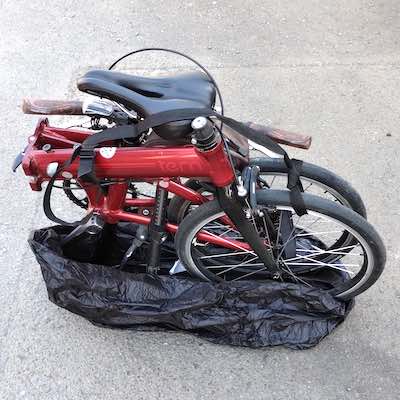 Tern Link A7 を折りたたんで輪行袋に入れる 2023-04