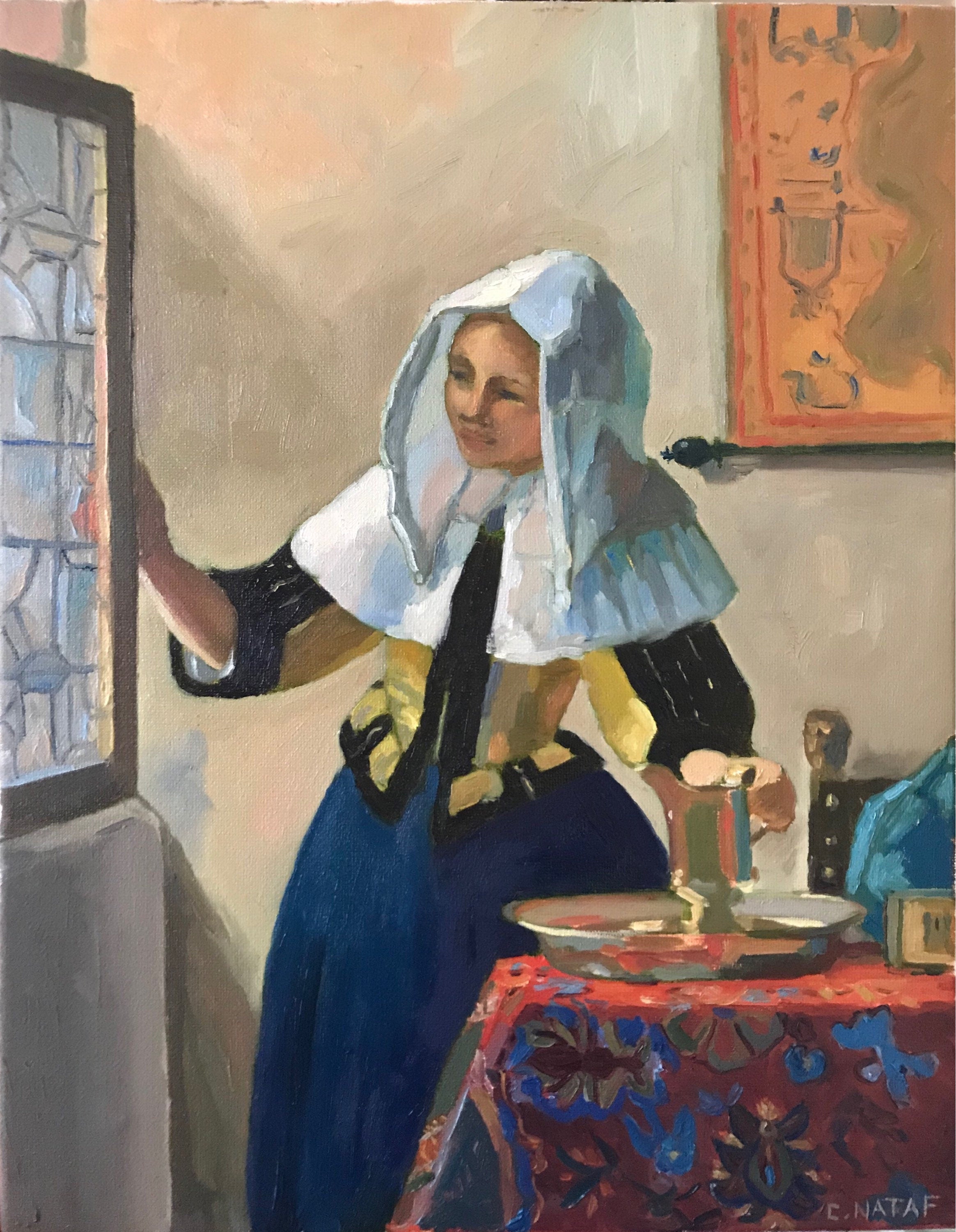 Vermeer Oil Painting reproduction Oil on Canvas Young Woman with a