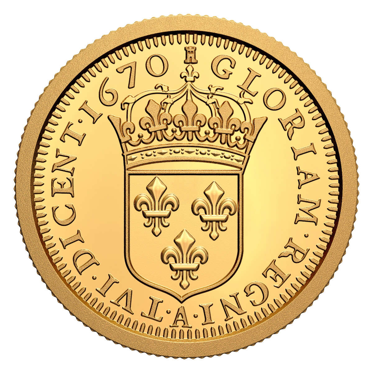 2020 $10 Relics of New France: Louis XIV 15 Sol - Pure Gold Coin