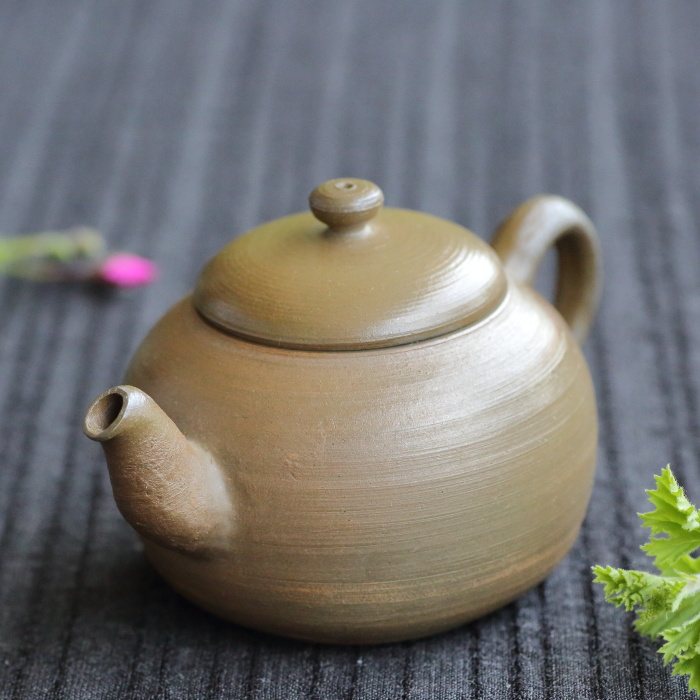 豊増一雄 唐津紫砂茶銚 満容量130ml 登り窯焼成 無釉焼〆 作家もの煎茶