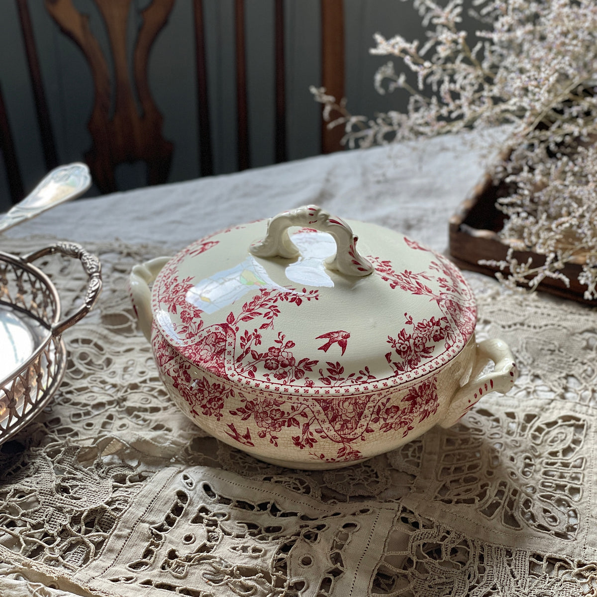 エミールブルジョワ窯ピンクのスーピエール フランスアンティーク