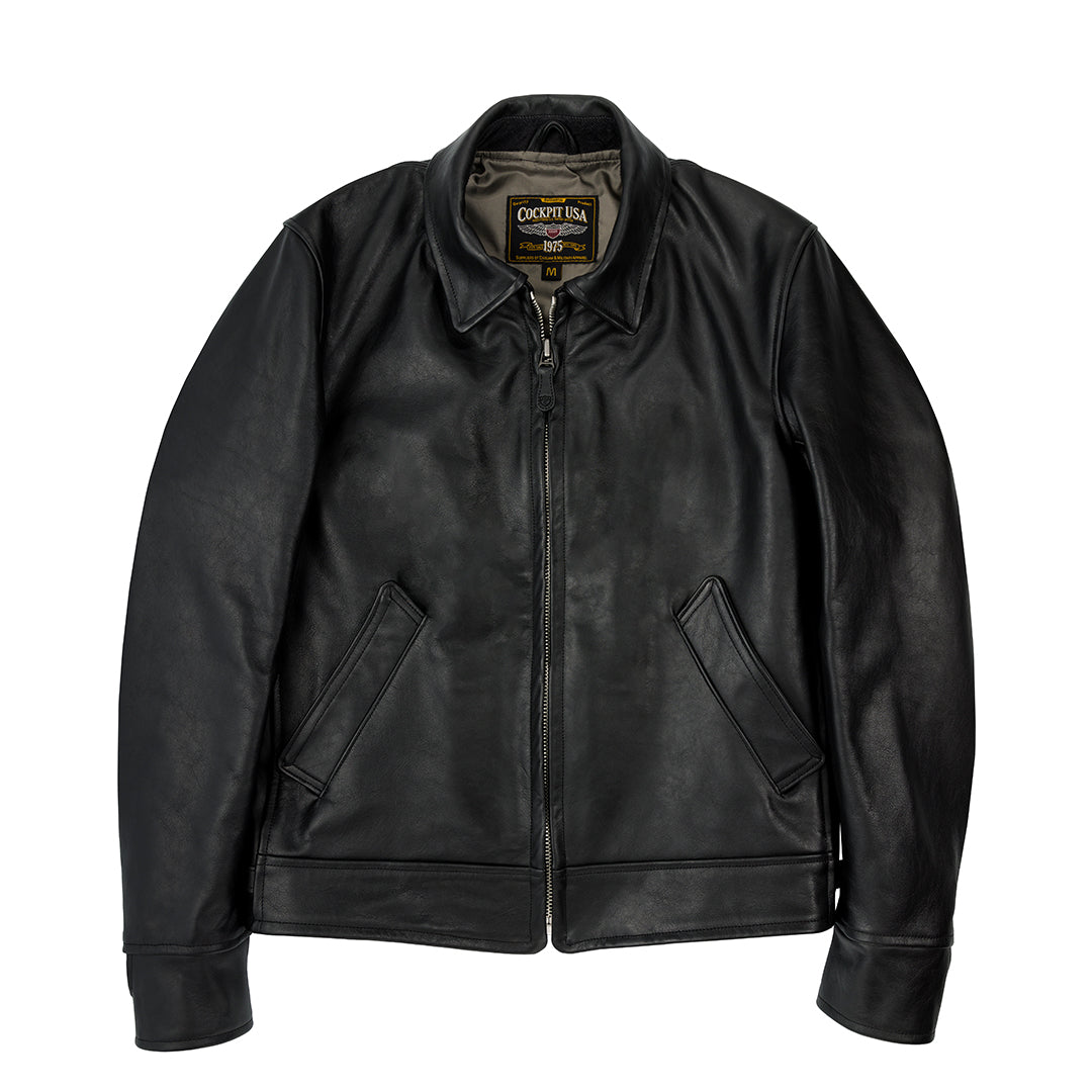 Horsehide Motorcycle Jacket - Black | Vintage-Style Moto Jacket