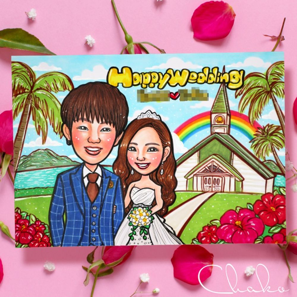 似顔絵ウェルカムボードMサイズ 【結婚式 ウェルカムボード オーダー