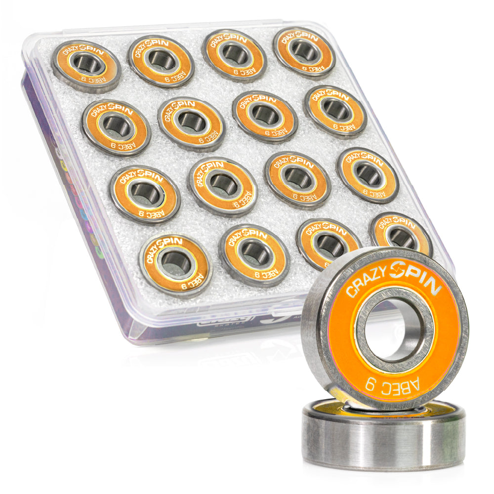 Crazy Skates Spin Orange Bearings | Case of 16 | High-Quality Bearings