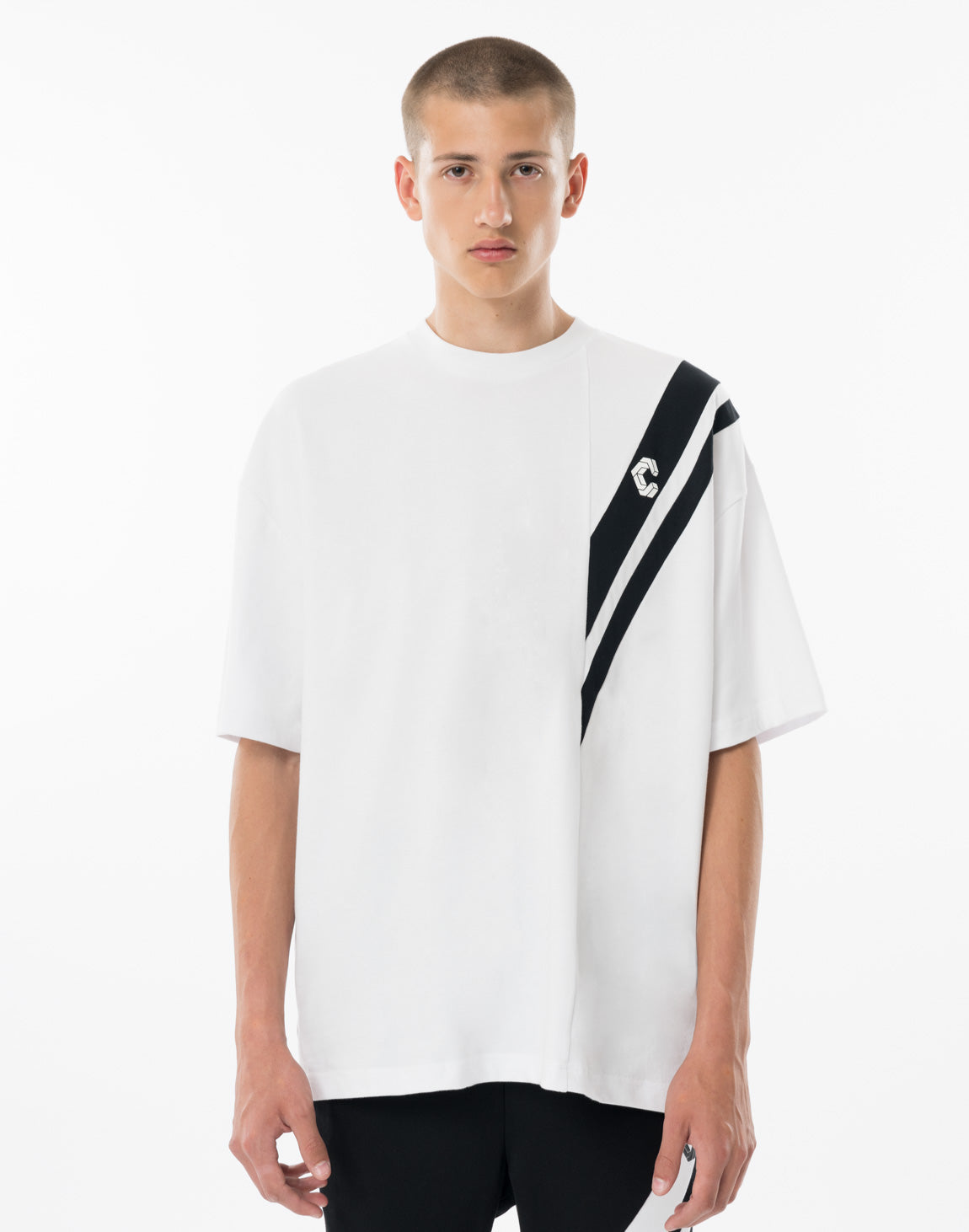 CRONOS SWITCHING OVERSIZE TEE【WHITE】