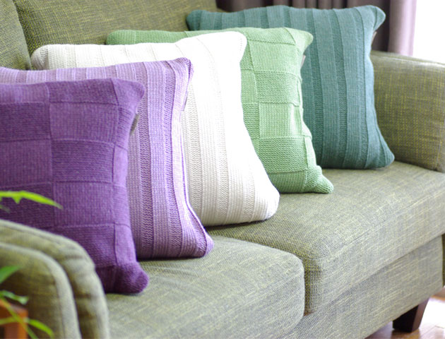 LETTO ニット デザイン編み クッションカバー ホワイト 45cm角