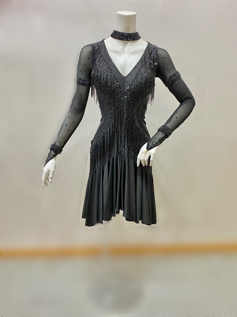社交ダンス用ドレス【ラテンドレス】リースナブルライン GMCL ブラック