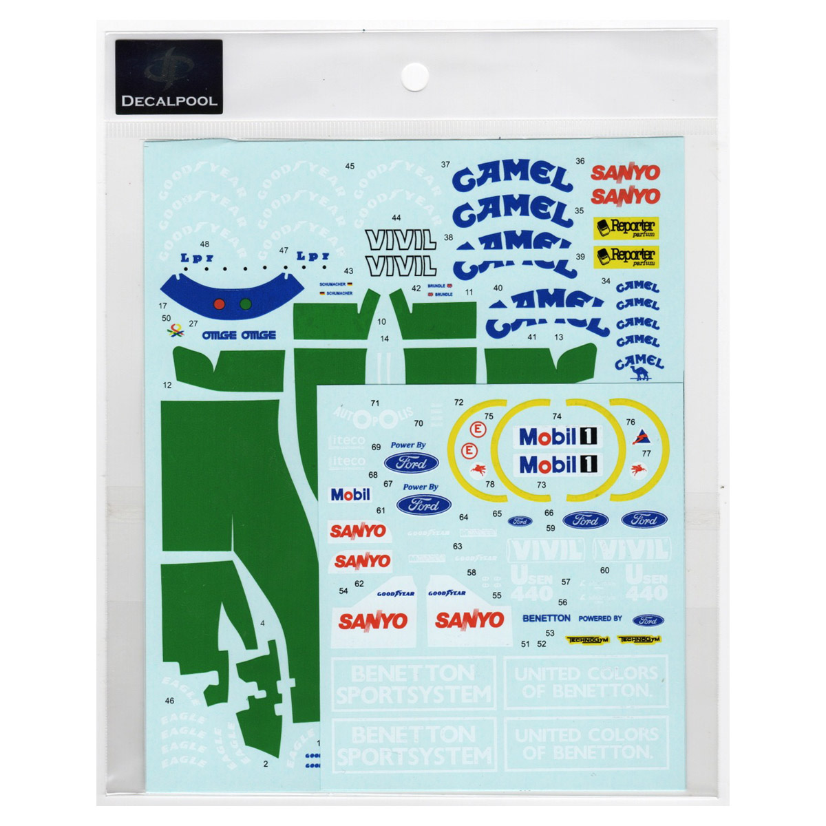 Benetton B192 Ford Camel 1992 Decal | DP325 | Decalpool