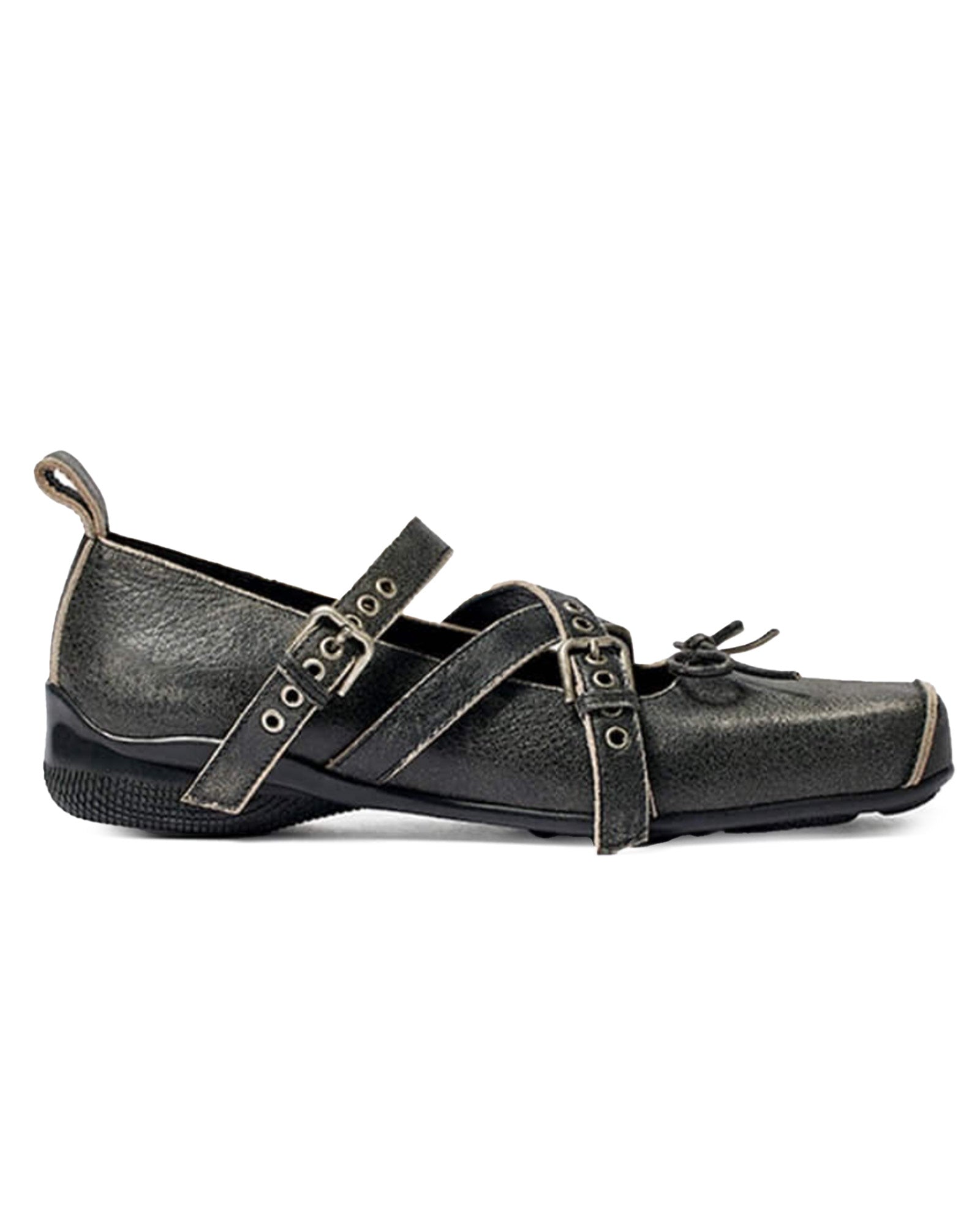 OPEN YY (オープン ワイワイ) SS26 CROSS BUCKLE BALLET FLATS