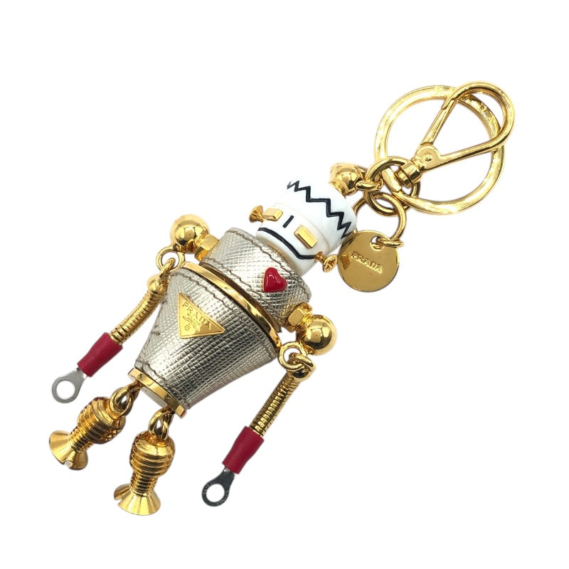 プラダ PRADA ロボットモチーフキーホルダー 1TR095 ゴールド/ホワイト