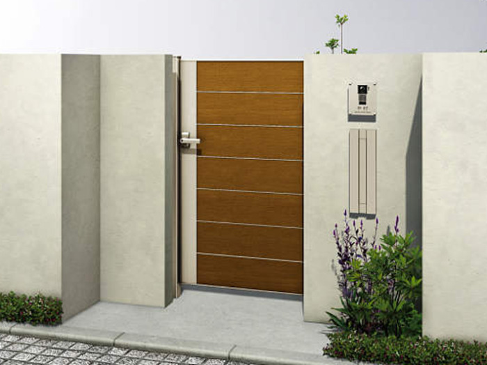 正規】YKKAP木製調 ルシアスYM2型 横目隠し片開き 門扉を値引45%工事販売