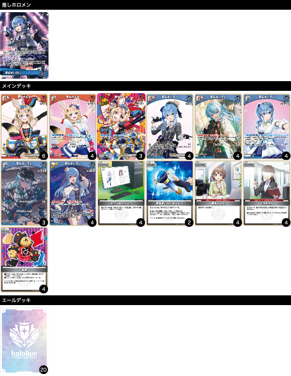 すいせいポルカ（青すいせい）の優勝デッキレシピを紹介【ホロカ