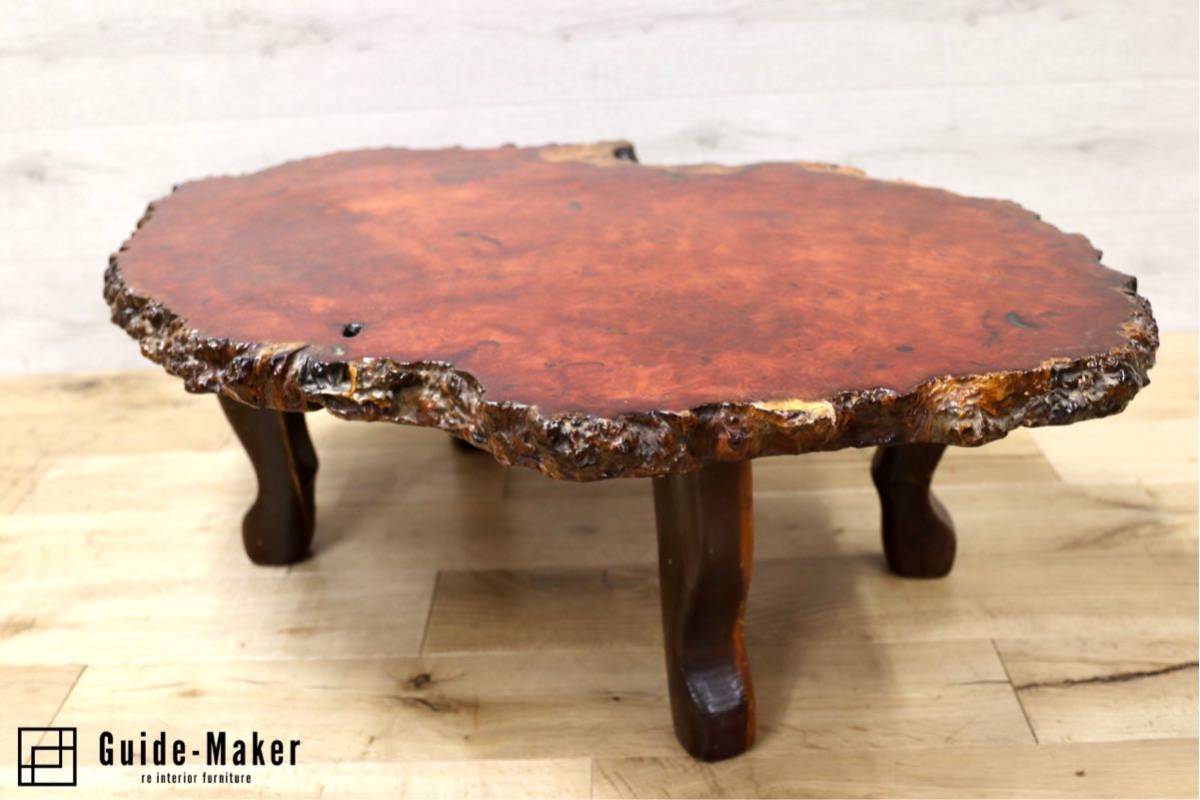 GMFH77○花梨材 瘤 玉杢 座卓 唐木 ローテーブル リビングテーブル