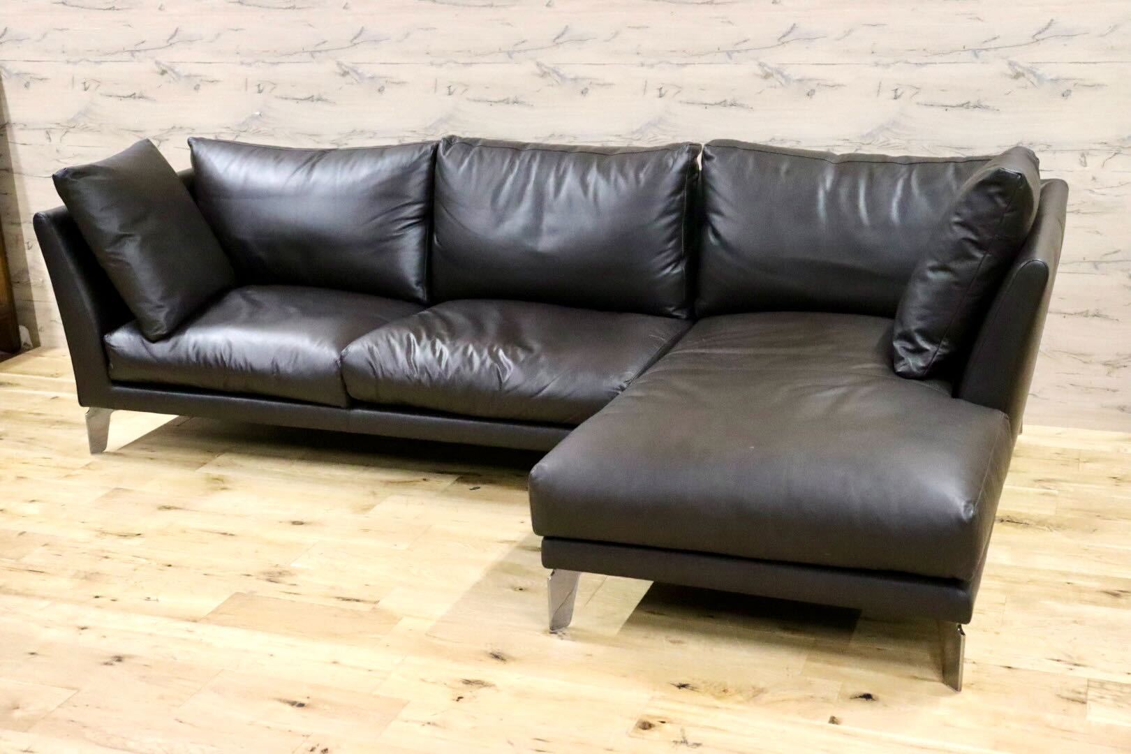 GMHF43○erba / エルバ オーロラ カウチソファ コーナーソファ 本革