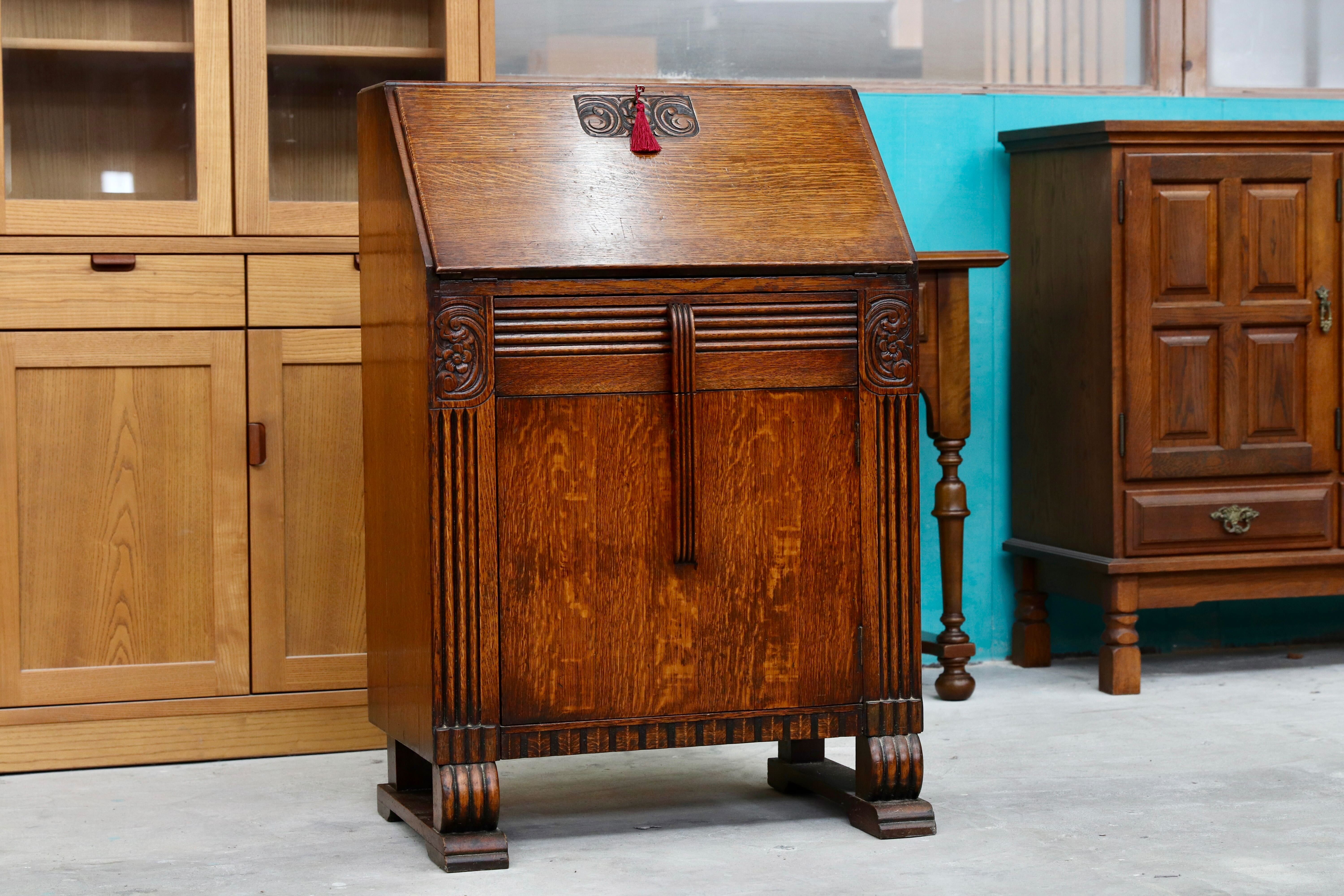 GMIK154○英国 イギリス アンティーク ライティングビューロー デスク