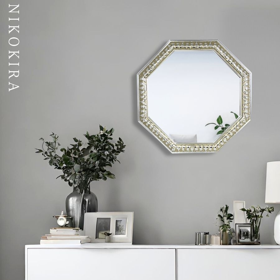 鏡 壁掛けミラー ウォールミラー 37.5cm 八角ミラー L 優美 日本製