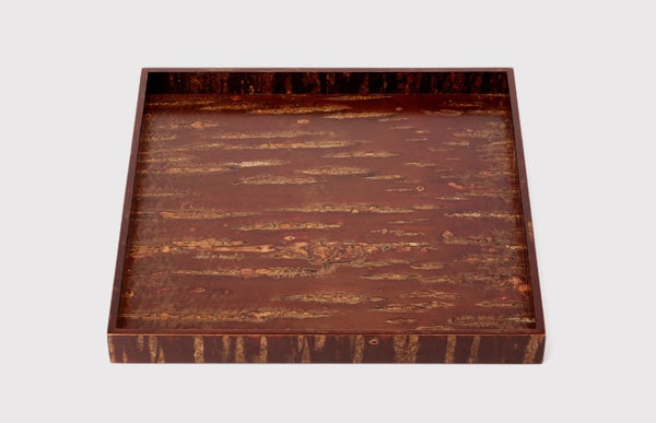 秋田 角館 樺細工/藤木伝四郎商店｜茶箱盆 長手盆 無地皮【ゆう