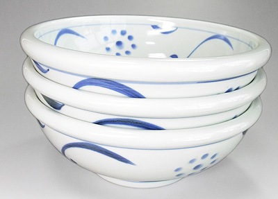 砥部焼・梅山窯・7寸玉縁鉢（内外太陽文）【和食器通販e-tobeyaki.com】