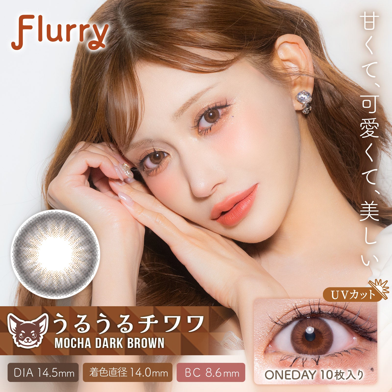 Mocha Dark Brown [Flurry] | 1day Colored Contact Lens - DIA 14.5mm