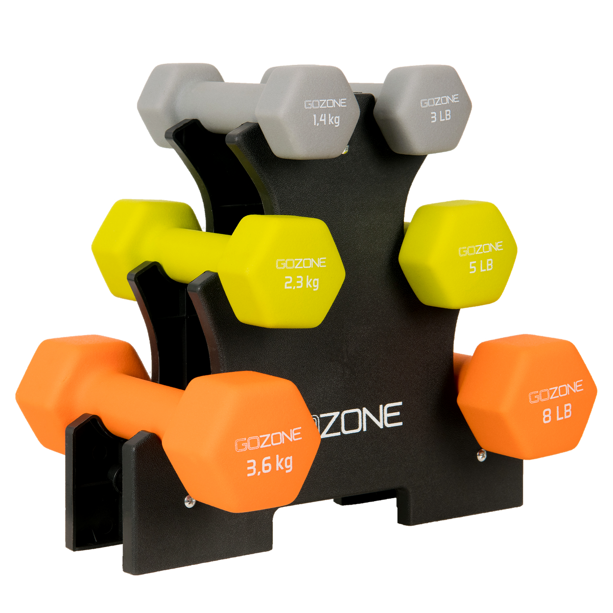 32lb Neoprene-Coated Dumbbell Set – Multicolor – GoZone – GoZone