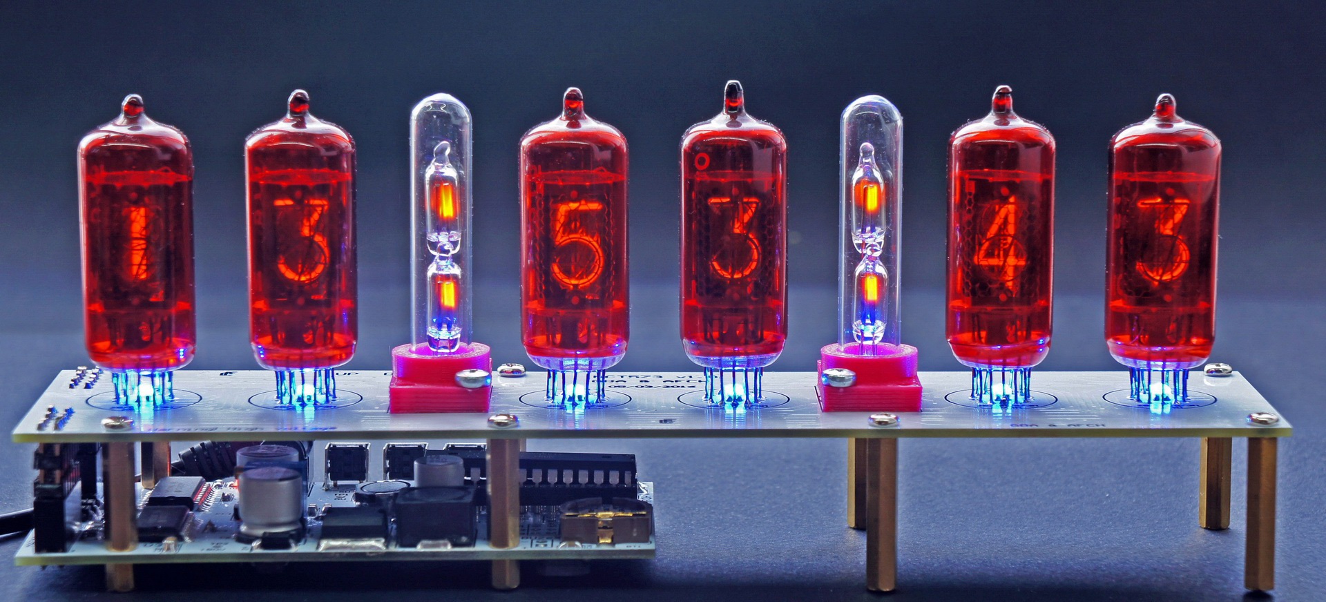 Z573M Red Nixie Clock with Dots [SMF, RGB, USB, Tunes] (Tubes