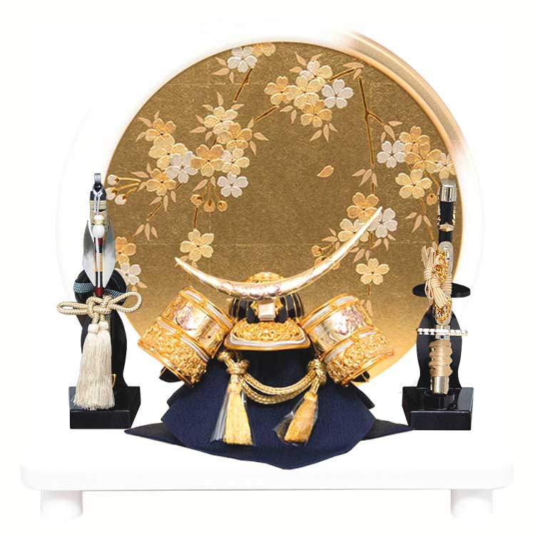 金彩桜屏風菖蒲伊達兜 兜平飾り 20Y-07 – 福仙