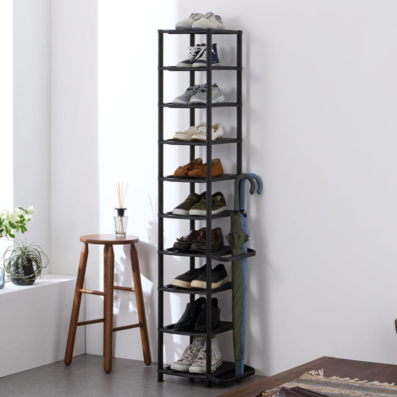 シューズラック スリム 省スペース 10段 大容量 傘立て付き シンプル