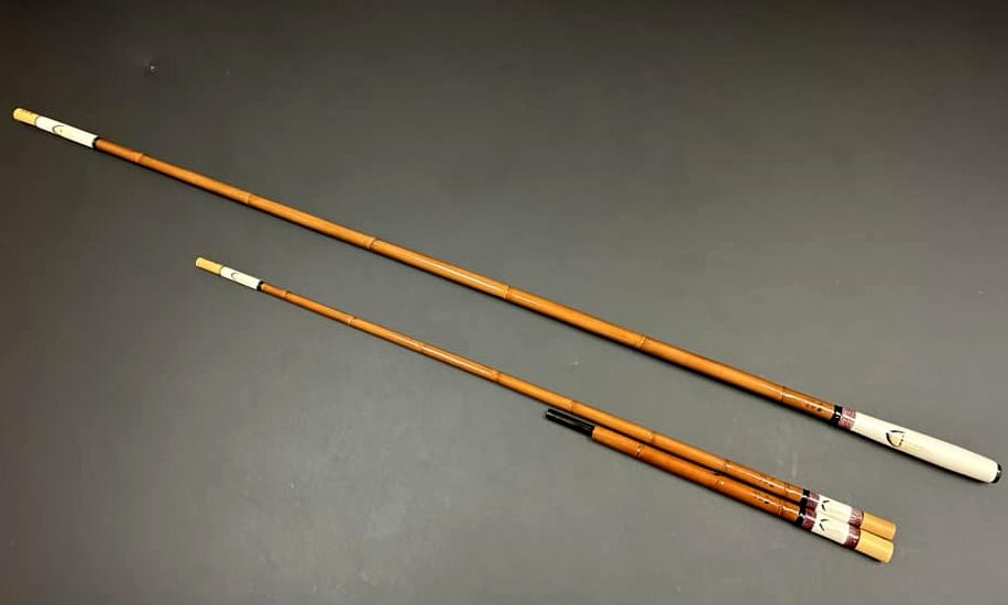 ヘラブナ竿　竿春　極 竿春 柴山作 別造り 竿掛け1．5本物タモの柄1本もの（やや短