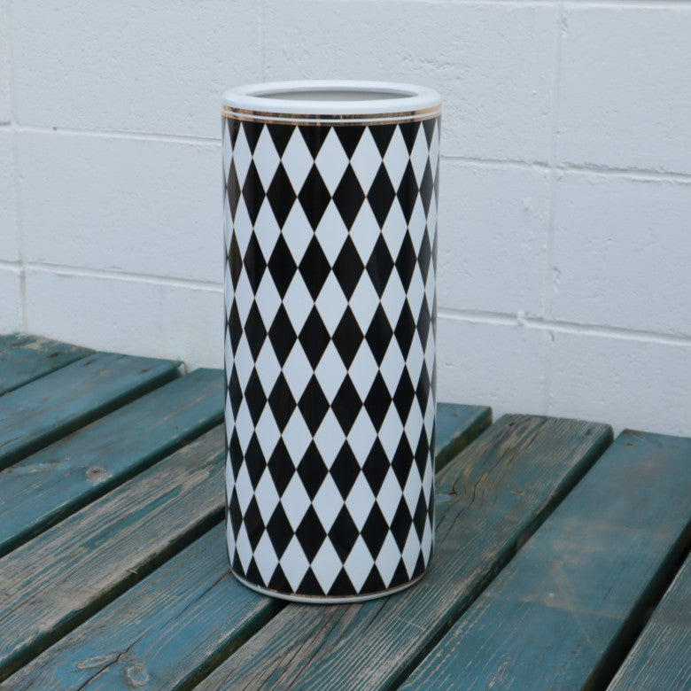 傘立て アンブレラスタンド 陶器製 ブラック x ホワイト 黒 白 モダン