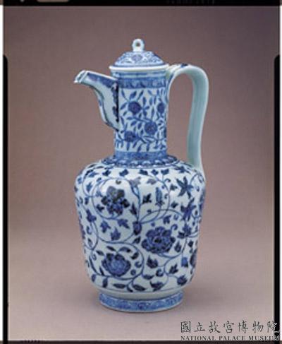 明宣德窯青花花卉執壺-數位典藏與學習聯合目錄(836157)