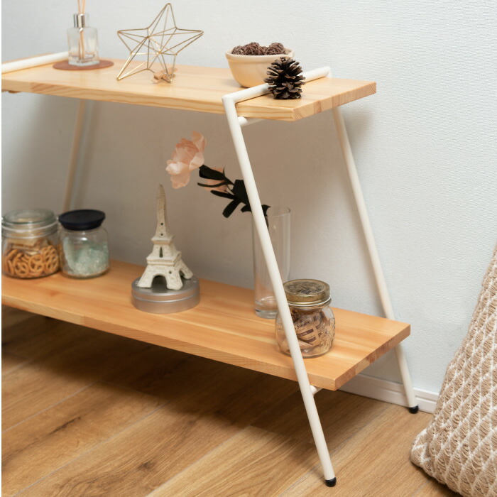 アイアンレッグラック 2段 幅78cm 簡単組立 オープンラック アイアン