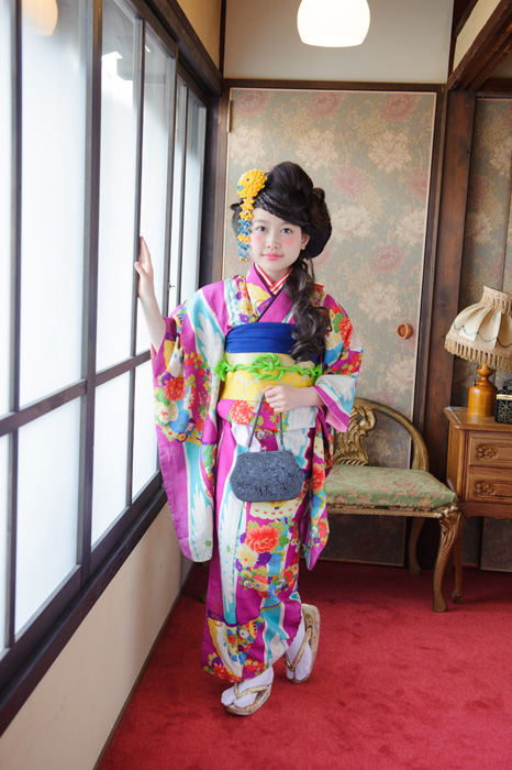 大正ロマンアンティーク着物 正絹 三歳〜五歳向け お襦袢付き 大正