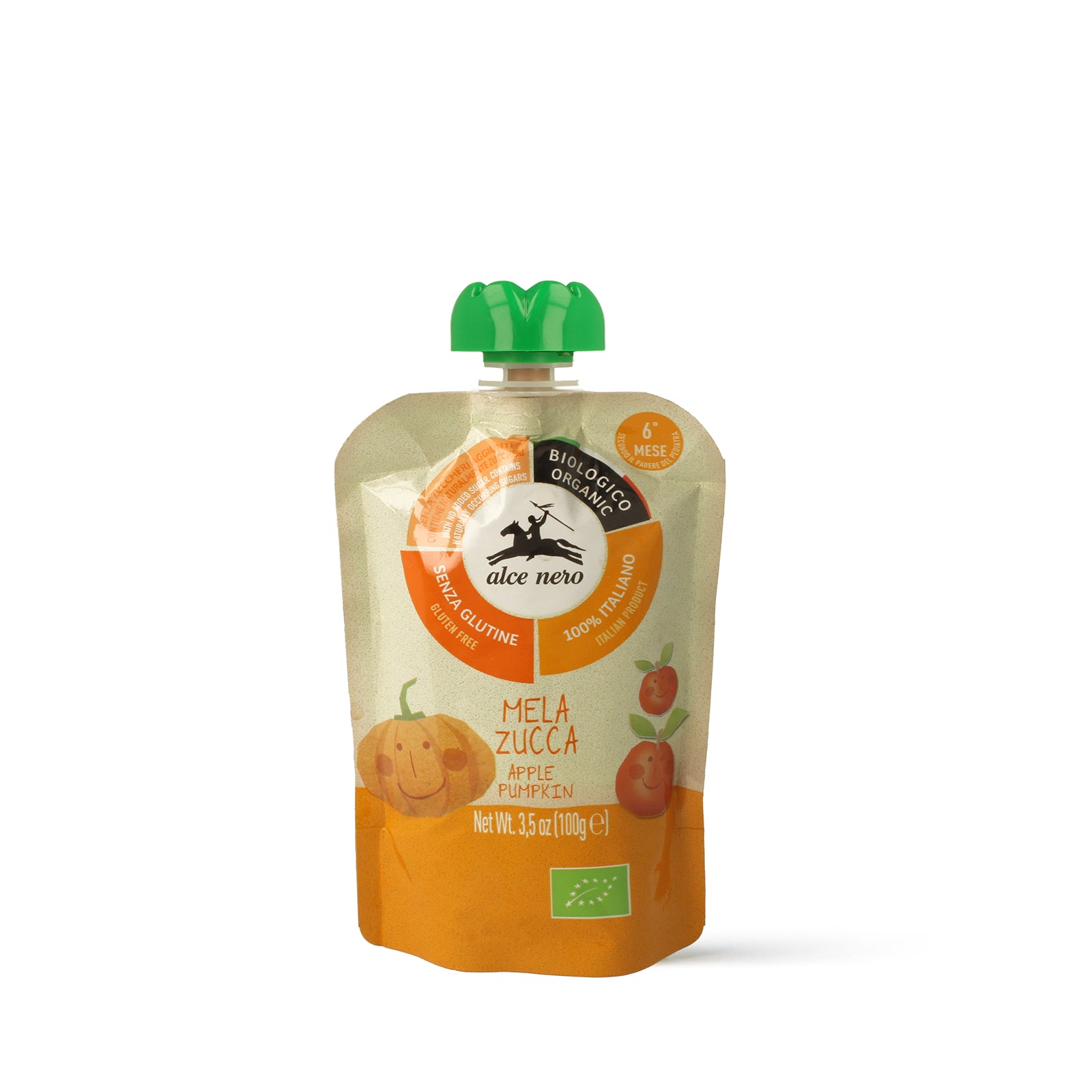 Organic apple and pumpkin pouch - BFMZ100 | Alce Nero