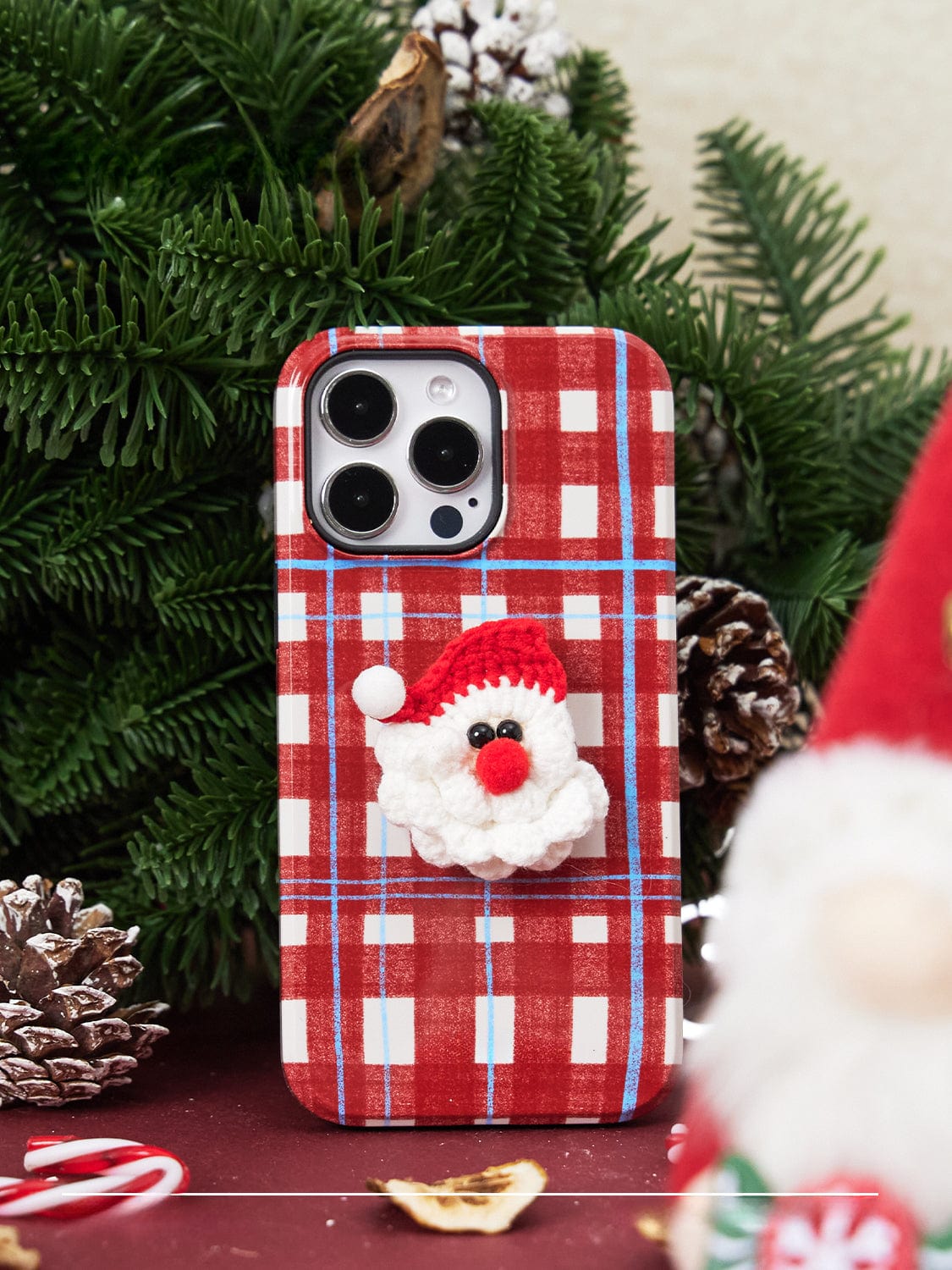 Festive Knitted MagSafe iPhone 16 Pro Max Case | Holiday Plaid