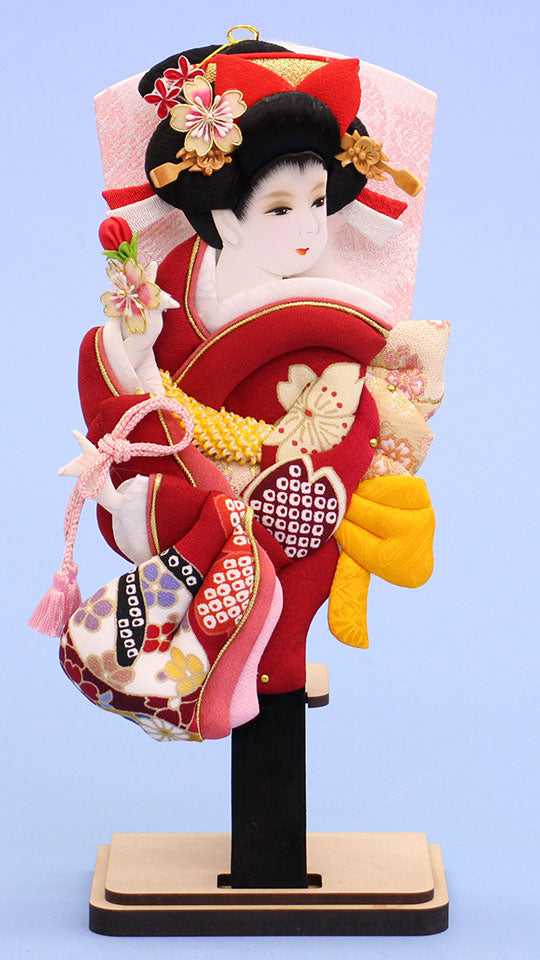 押絵羽子板9号 牡丹友禅エンジ 台付き – 寿鳳人形の東芸