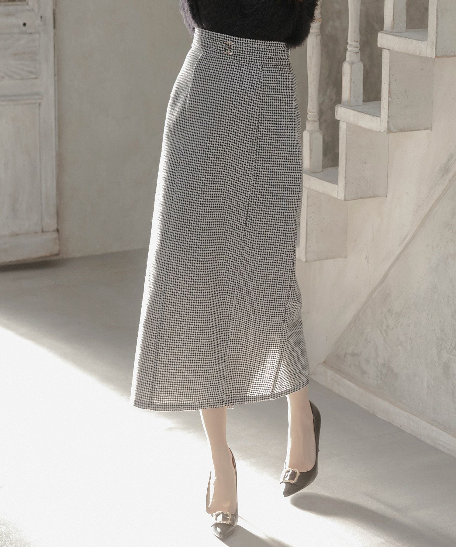 千鳥格子柄タイトロングスカート JB23557 | レディースファッション