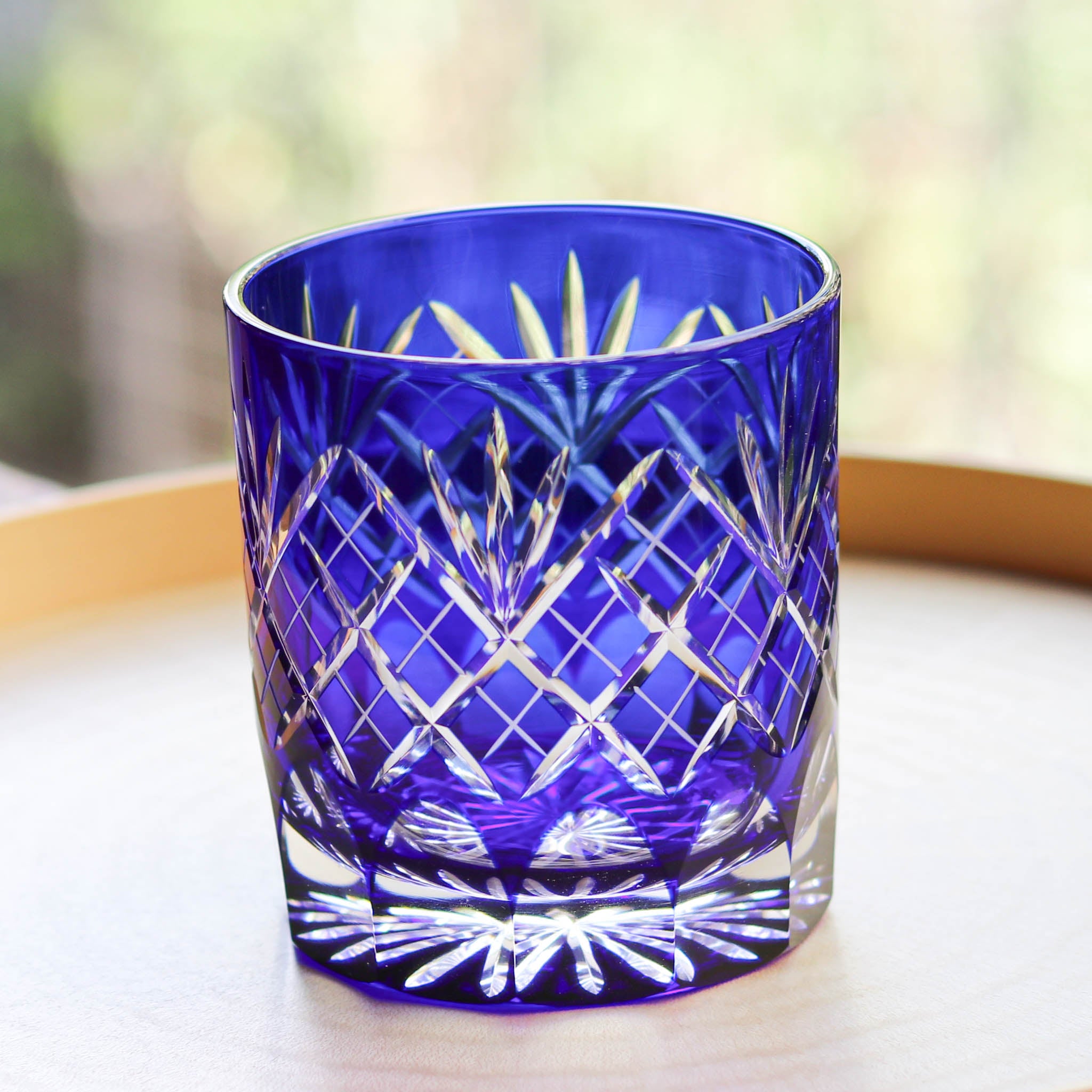 江戸切子 オールド | 剣矢来重文様 | ルリ | ミツワ硝子